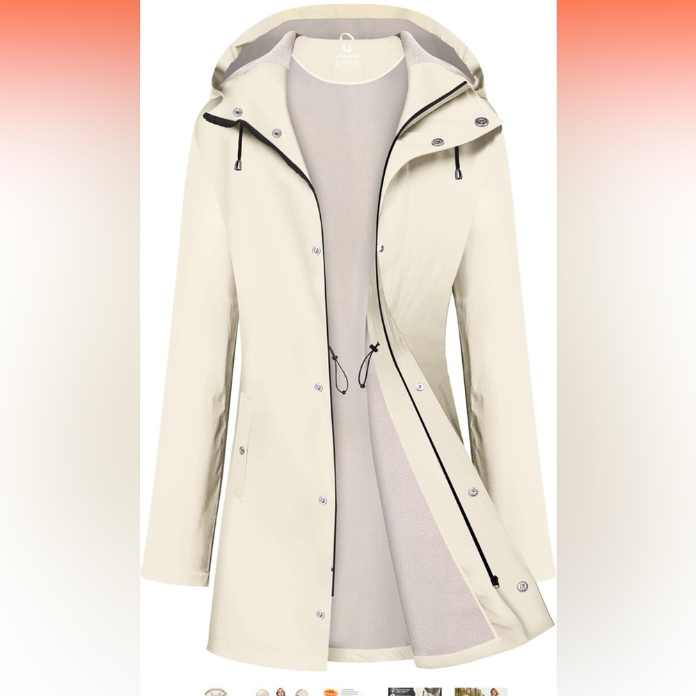 UNIQUEBELLA Rain Jackets for Women Waterproof, Raincoat Long Hooded Rain Coats
